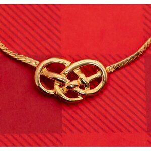Vintage Minimalist Knot Gold Tone Choker Necklace by Avon 16 Inches - O18